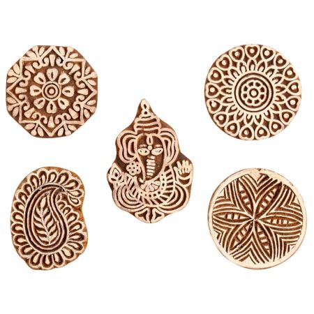 Set of 5 Piece New Mix Wooden Printing Block